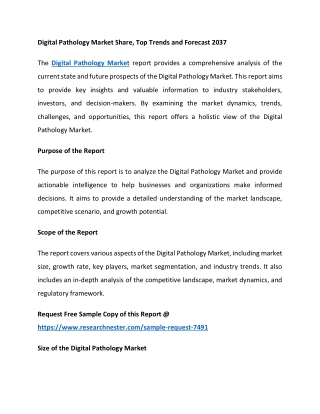 Digital Pathology Market Share, Top Trends and Forecast 2037