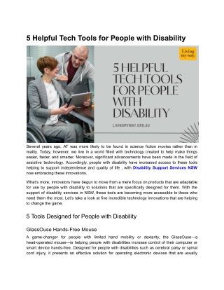 5 Helpful Tech Tools for People with Disability