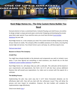 Rock Ridge Homes Inc. The Only Custom Home Builder You Need