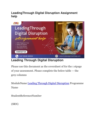 LeadingThrough Digital Disruption Assignment help