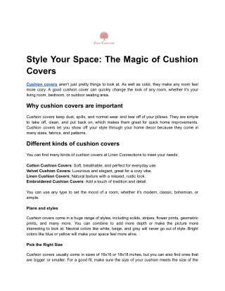 Style Your Space | The Magic of Cushion Covers