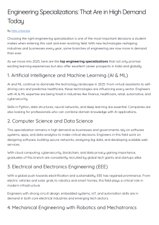Engineering Specializations - That Are in High Demand Today