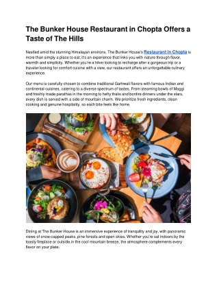 The Bunker House Restaurant in Chopta Offers a Taste of The Hills