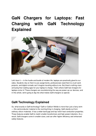 GaN Chargers for Laptops_ Fast Charging with GaN Technology Explained