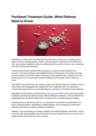 Paclitaxel Treatment Guide_ What Patients Need to Know