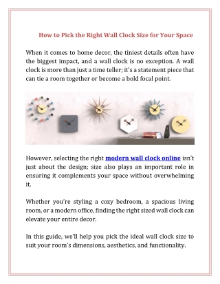 How to Pick the Right Wall Clock Size for Your Space