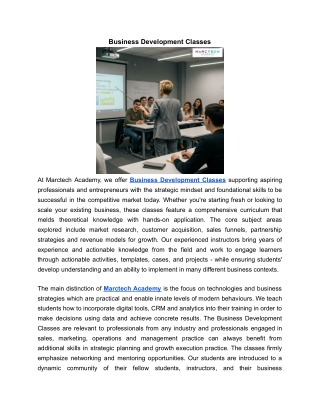 Business Development Classes | MARCTECH ACADEMY