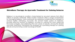 Shirodhara Therapy: An Ayurvedic Treatment for Calming Seizures