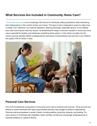 What Services Are Included in Community Home Care