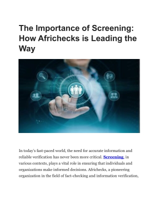 Africhecks: Comprehensive Screening Solutions for Informed Hiring
