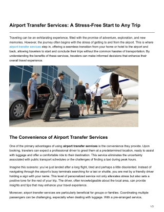 Airport Transfer Services A Stress-Free Start to Any Trip