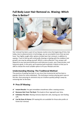 Full Body Laser Hair Removal Vs. Waxing Which One Is Better