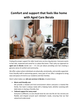 Comfort and support that feels like home with Aged Care Berala
