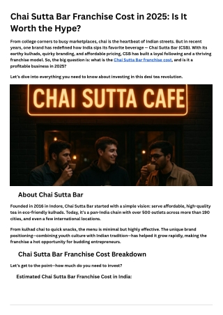 Chai Sutta Bar Franchise