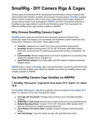 SmallRig - DIY Camera Rigs & Cages