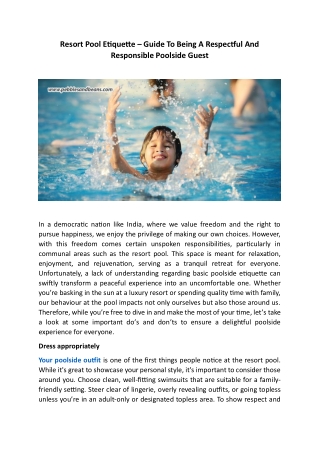 Resort Pool Etiquette – Guide To Being A Respectful And Responsible Poolside Gue