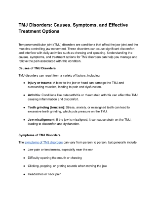 TMJ Disorders_ Causes, Symptoms, and Effective Treatment Options