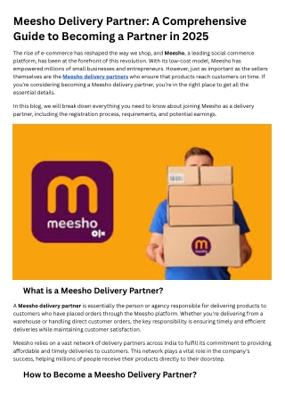 Meesho Delivery Partner