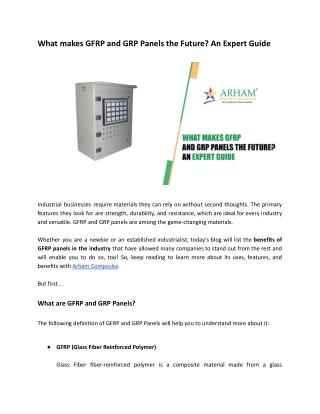 What makes GFRP and GRP Panels the Future_ An Expert Guide