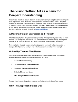 the vision within art as a lens for deeper