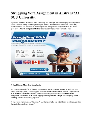 Struggling With Assignment in Australia . At SCU University