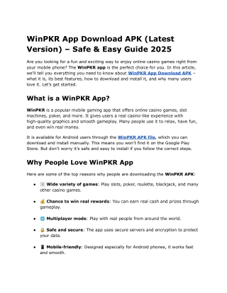 WinPKR App Download APK (Latest Version) – Safe & Easy Guide 2025