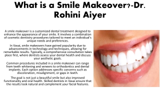 what is a smile makeover dr rohini aiyer