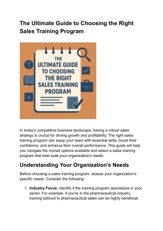 The Ultimate Guide to Choosing the Right Sales Training Program