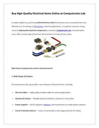 buy high quality electrical items online