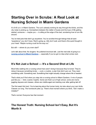 Starting Over in Scrubs_ A Real Look at Nursing School in Miami Gardens