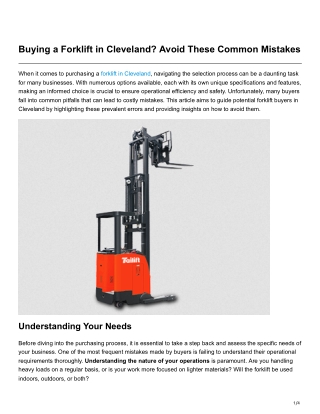 Buying a Forklift in Cleveland Avoid These Common Mistakes