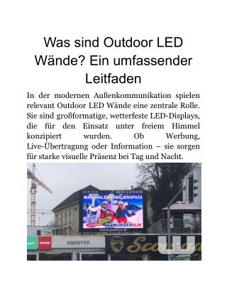 Was sind Outdoor LED Wände? Ein umfassender Leitfaden