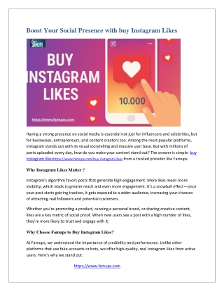 Boost Your Social Presence with buy Instagram Likes