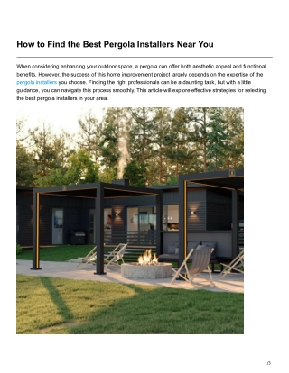 How to Find the Best Pergola Installers Near You