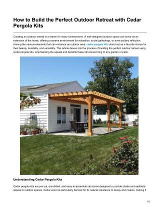 How to Build the Perfect Outdoor Retreat with Cedar Pergola Kits