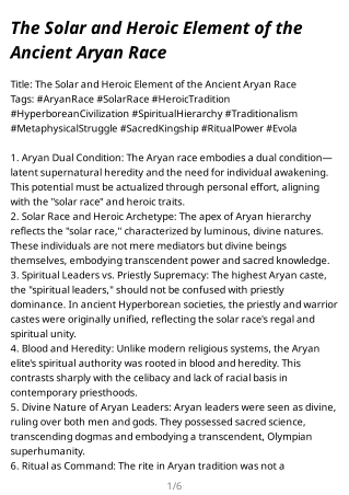 the solar and heroic element of the ancient aryan