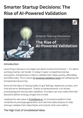 Smarter Startup Decisions: The Rise of AI-Powered Validation