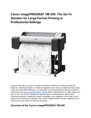 canon imageprograf tm 350 the go to solution