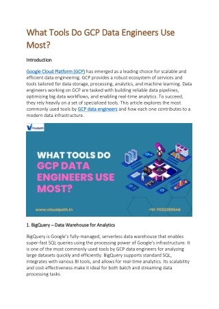 what tools do gcp data engineers use what tools
