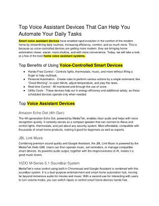 Top Voice Assistant Devices That Can Help You Automate Your Daily Tasks