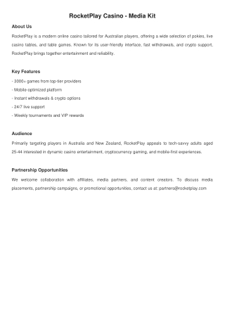 rocketplay casino media kit