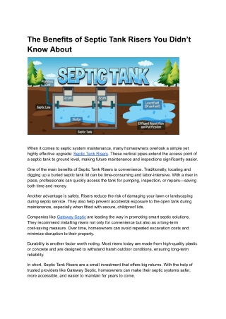 The Benefits of Septic Tank Risers You Didn’t Know About