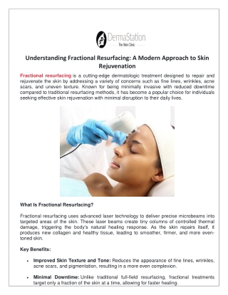 Understanding Fractional Resurfacing A Modern Approach to Skin Rejuvenation