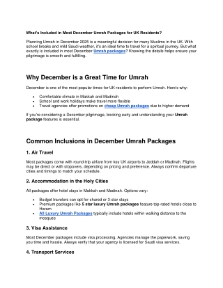 what s included in most december umrah packages