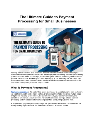 The Ultimate Guide to Payment Processing for Small Businesses