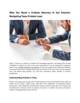 Why Hiring a Probate Attorney in San Antonio Is Key to Navigating Texas Probate