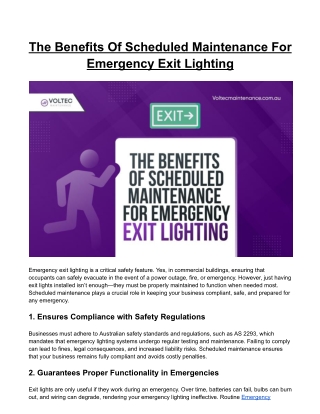 The Benefits Of Scheduled Maintenance For Emergency Exit Lighting