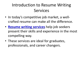 introduction to resume writing services