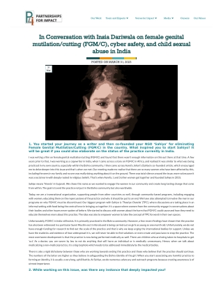 Insia Dariwala on Female Genital Mutilation and Child Sexual Abuse in India