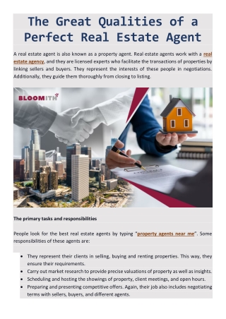 The Great Qualities of a Perfect Real Estate Agent